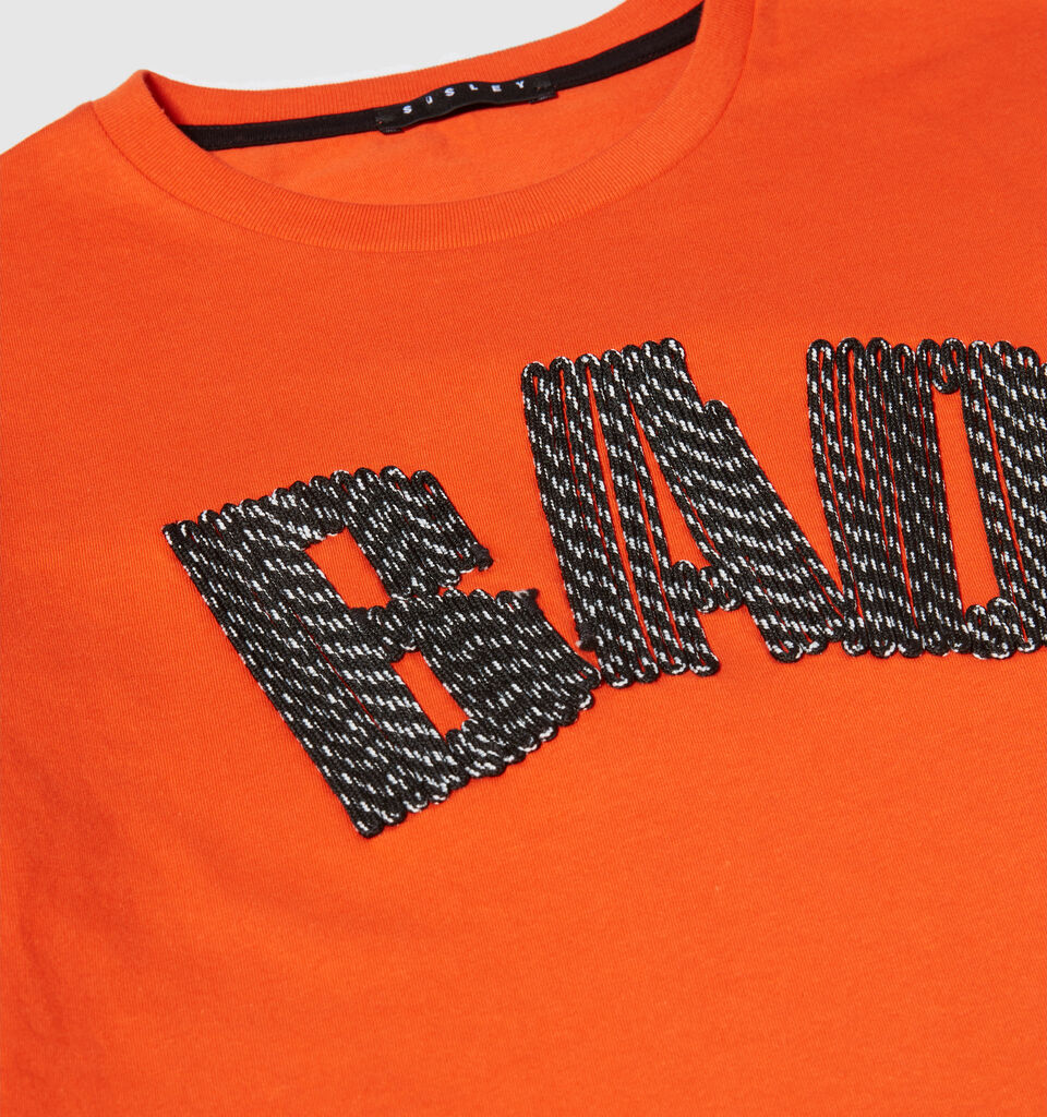 T-shirt with embroidery - boys' short sleeve t-shirts - Orange | Sisley Young image number 2